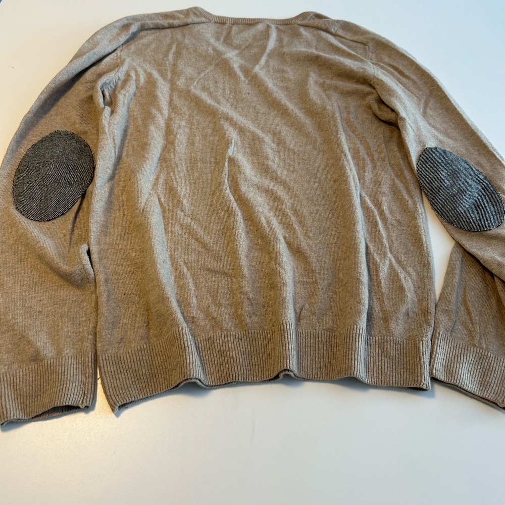 Zara Knitwear sweater V-neckline long sleeves, ribbed cuffs, elbow patches, Sz S - Picture 8 of 9